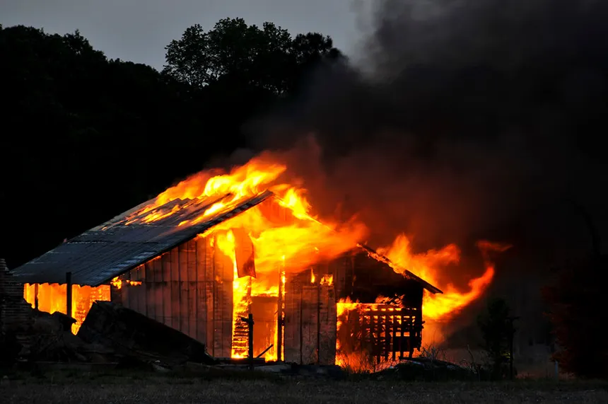 Structure damaged by fire — fire damage claim